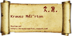 Krausz Márton névjegykártya