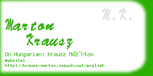 marton krausz business card